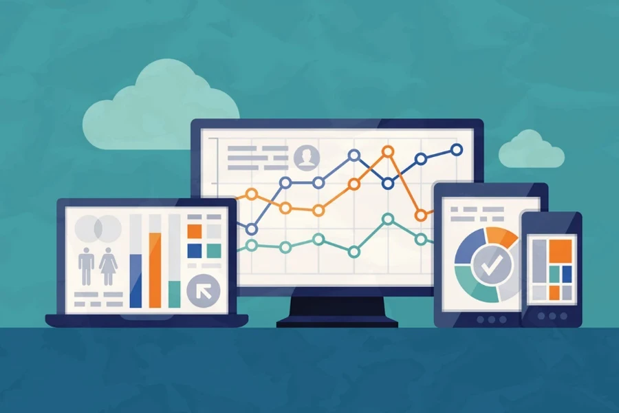 Digital illustrations of statistics and analysis concepts