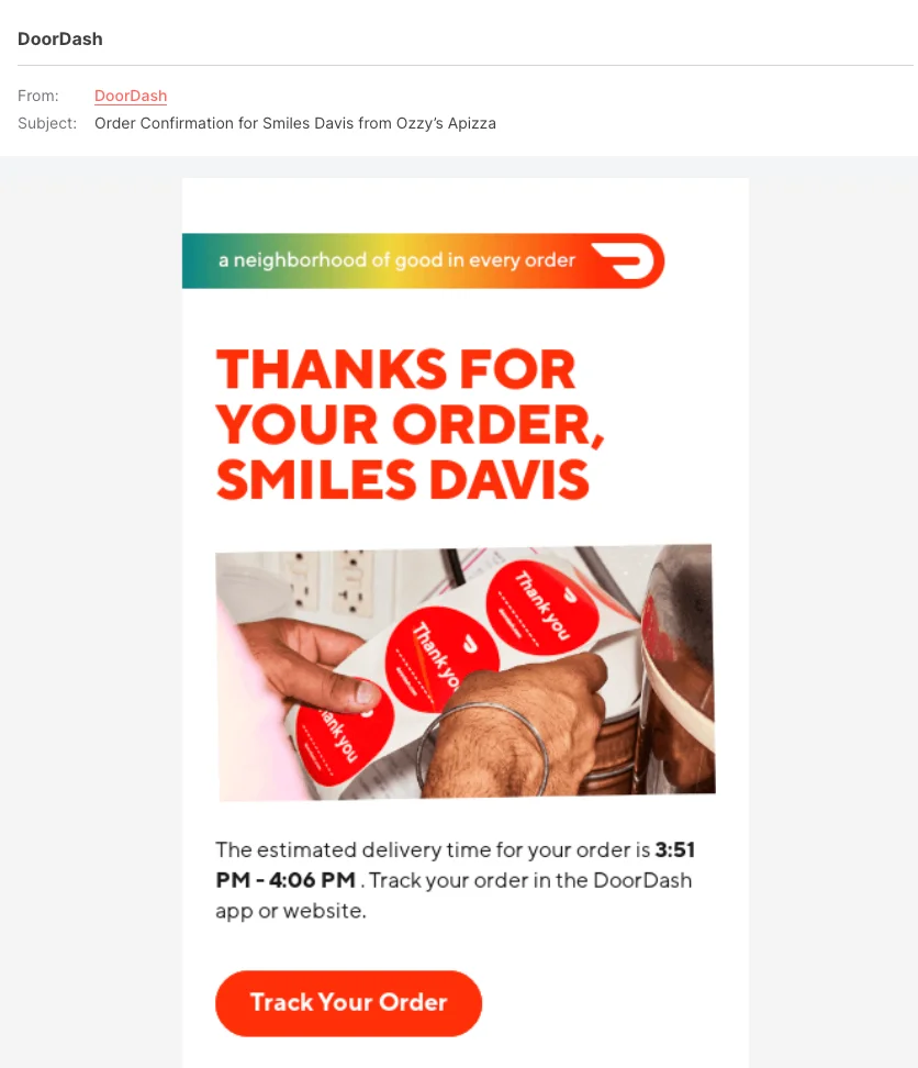 10 tips for effective email copywriting: example from DoorDash