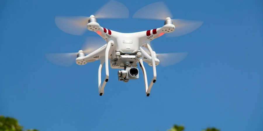 Drone Flying Against Blue Sky