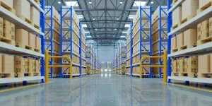 Empty warehouse in logistic center