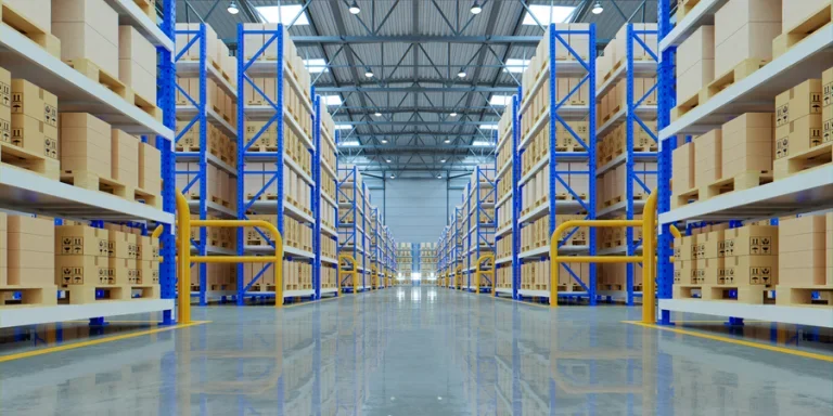Empty warehouse in logistic center