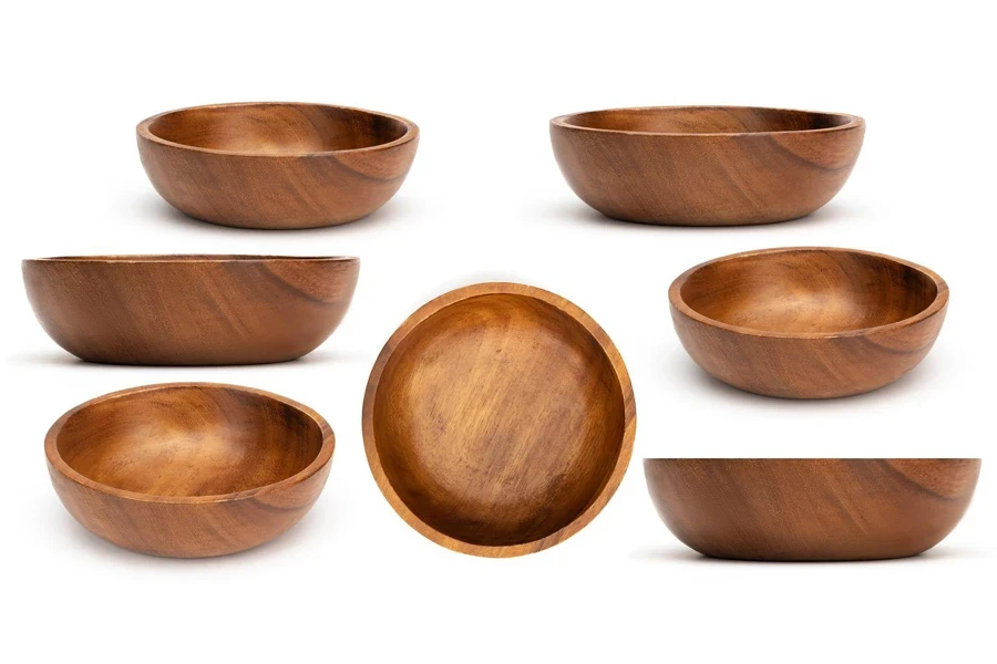 Empty wooden bowls