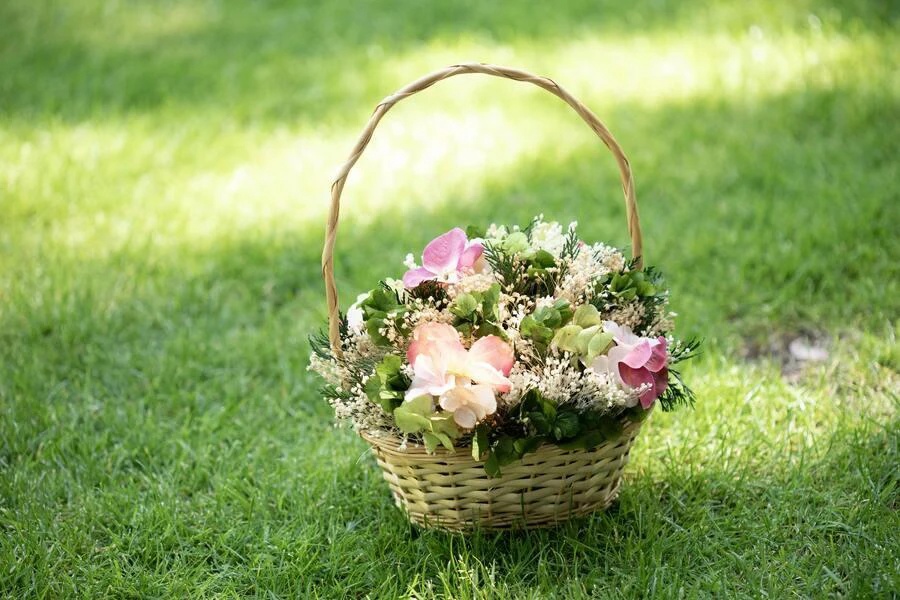 Flowers arranged in a basket