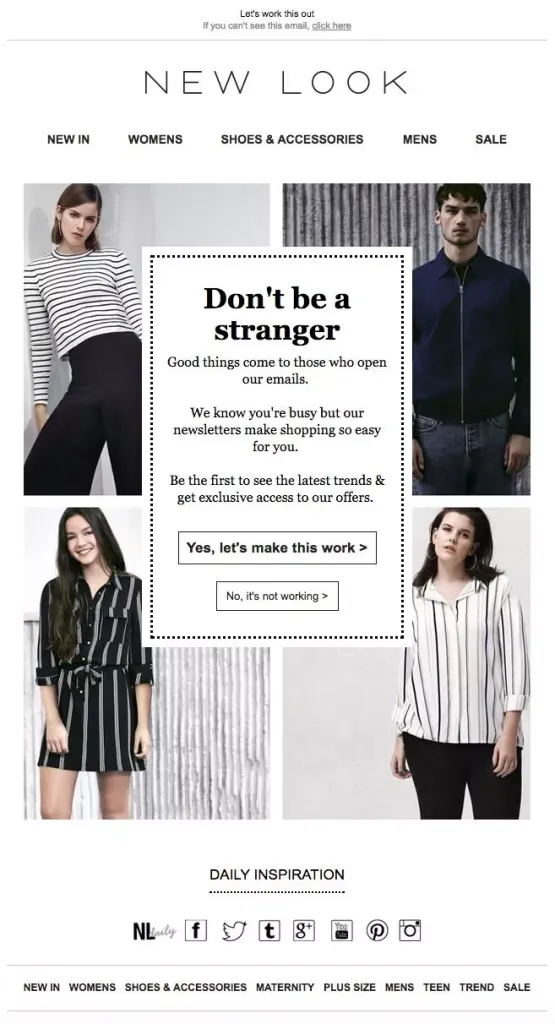 Example of a re-engagement email from New Look