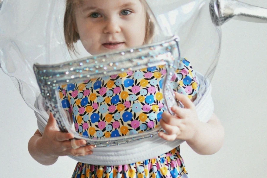 Girl Wearing a Clear Balloon