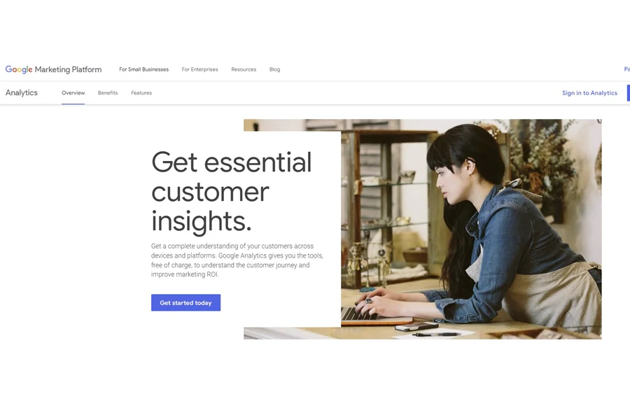 Google Analytics official landing page