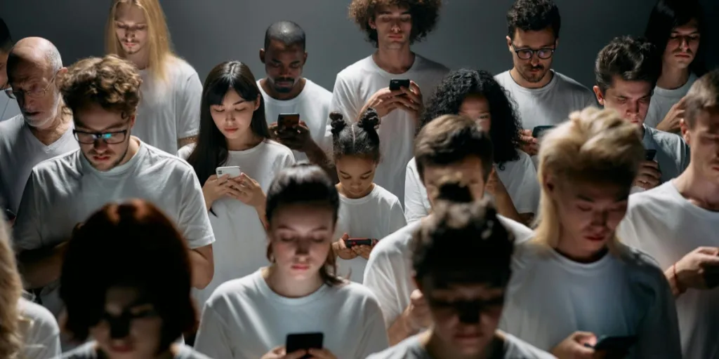 Group of people engaged on their phones