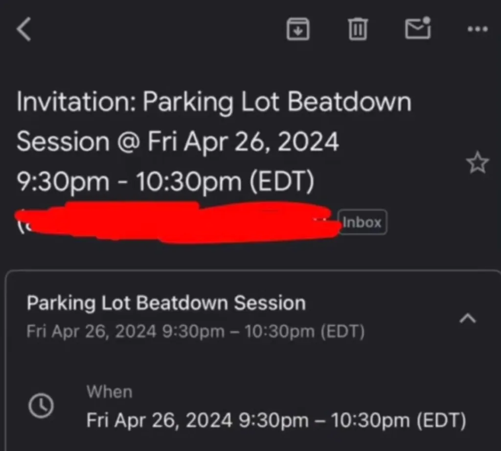 Invitation parking lot beatdown session