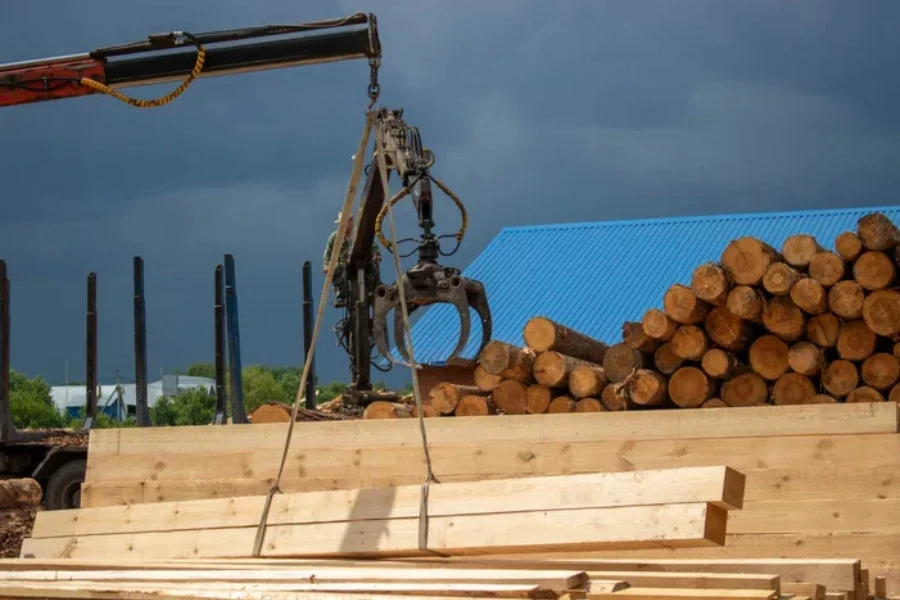 Logging, sawmill. Manipulator for loading wood