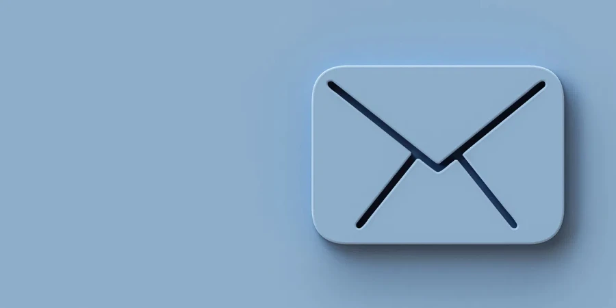 Mail envelope on pastel blue background