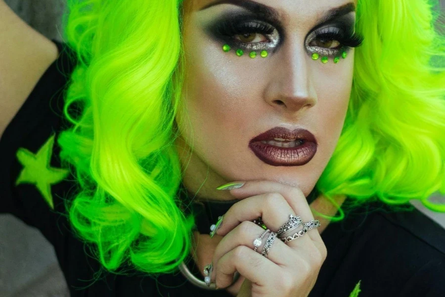 Man Wearing Green Wig and T-shirt