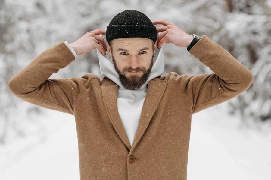 Man wearing a brown winter coat