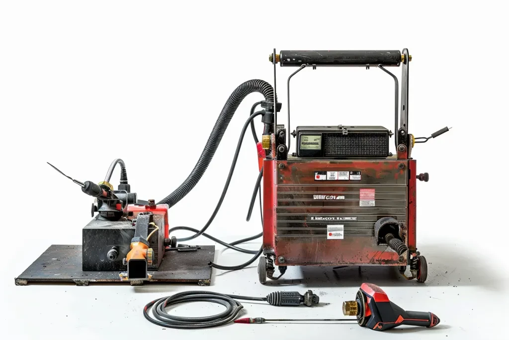 Mig welding machine with proper safety equipment