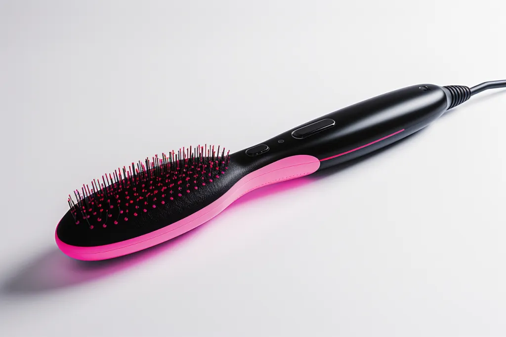 Minimalist hair straightener brush with LED display