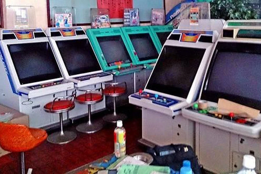 Multiple Japanese-style cabinets with stools