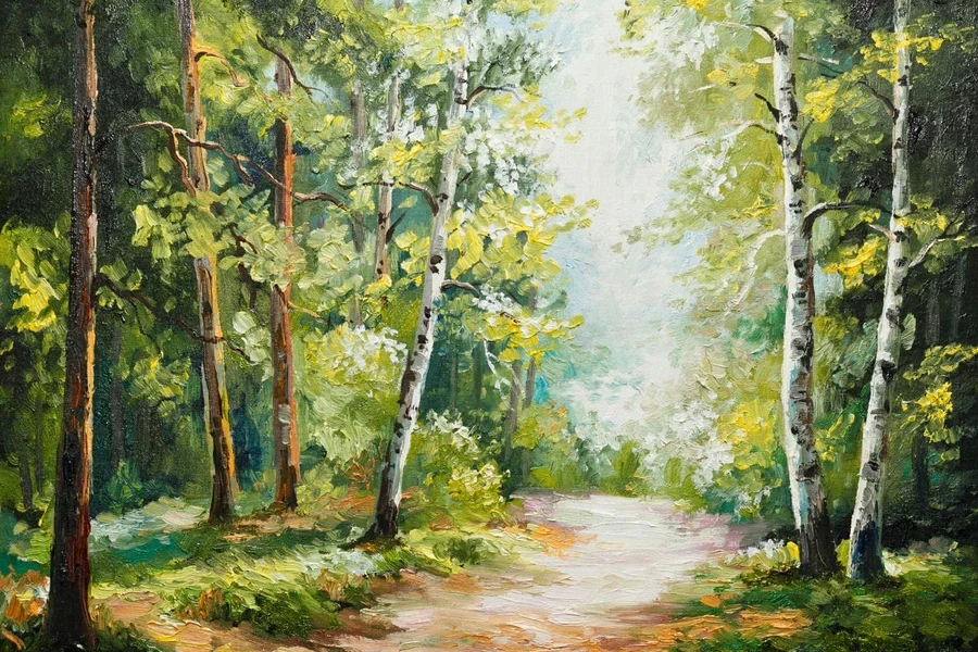 Oil painting on canvas - summer forest