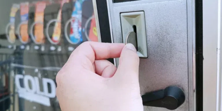 Paying with a quarter coin in a vending machine