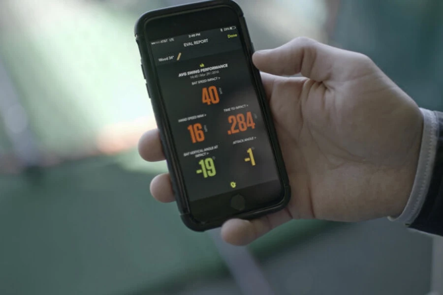 Person tracking smart bat metrics on phone app