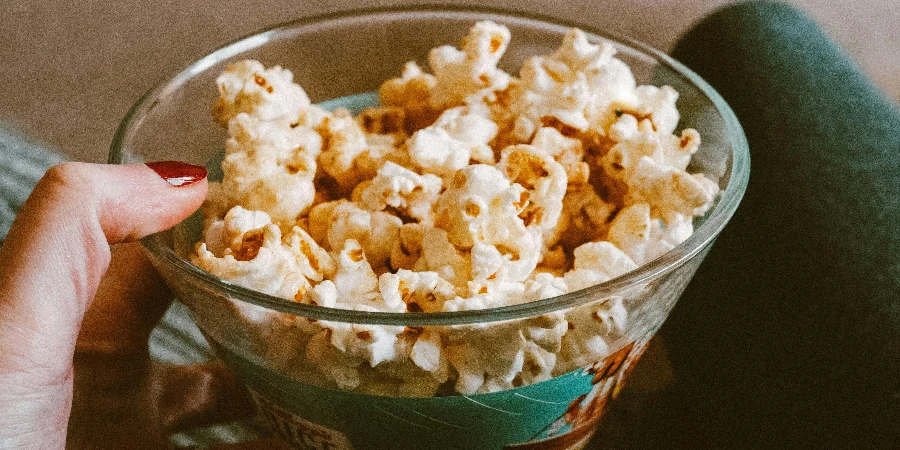 Popcorn On Clear Glass Bowl