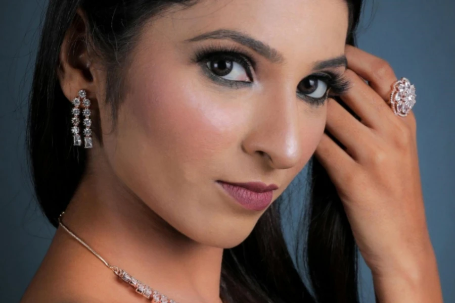 Portrait of a Model Wearing Diamond Jewelry