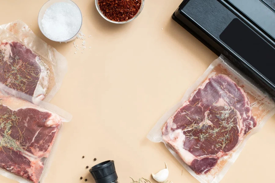 Raw fresh vacuum-packed meat for sous-vide