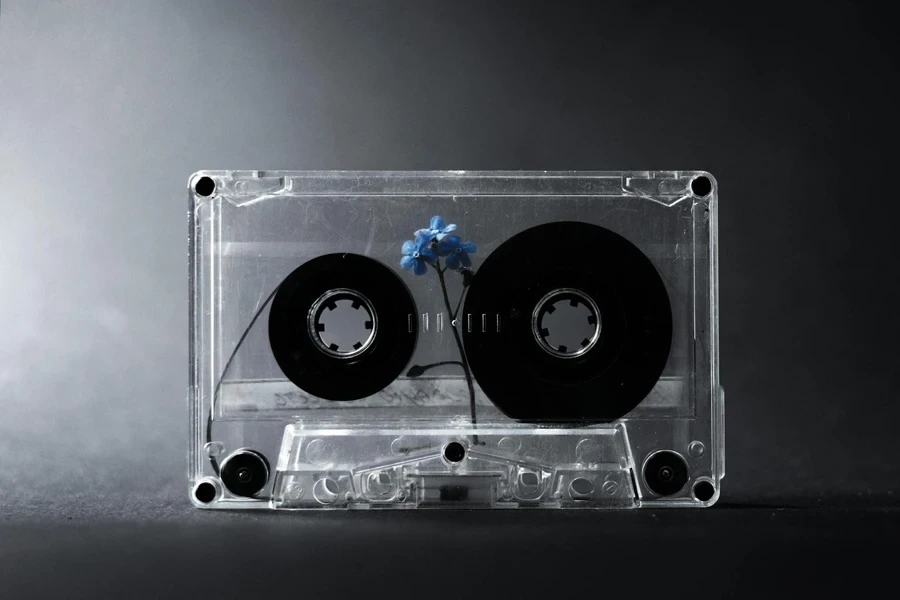 Retro cassette tape with small flower