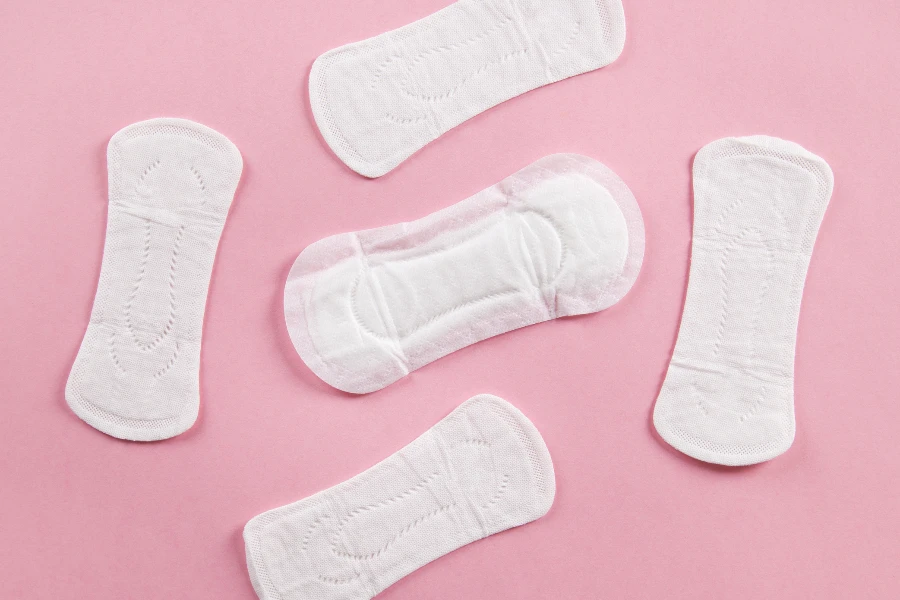 Sanitary napkins or pad, on pink background