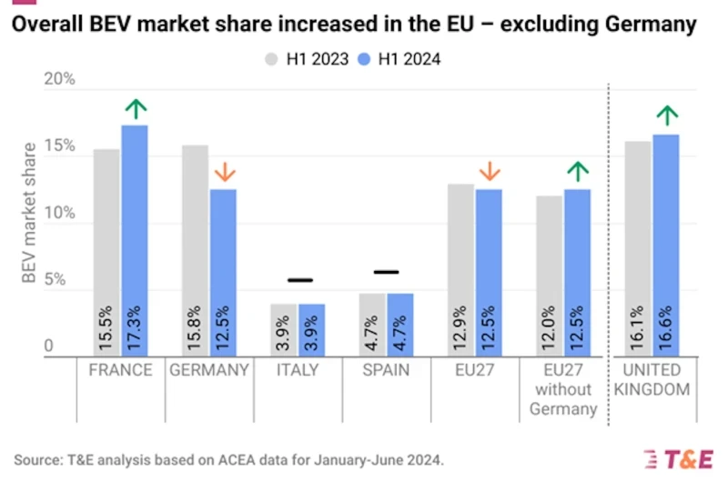 T&E analysis based on ACEA data for January-.June 2024