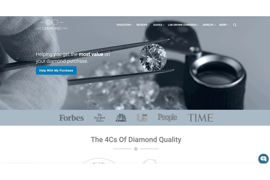 The home page of “The Diamond Pro” website
