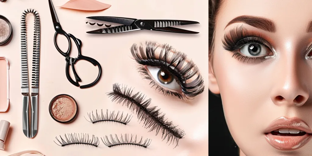 The product photo shows the eye makeup set consisting of three individual eyelashes
