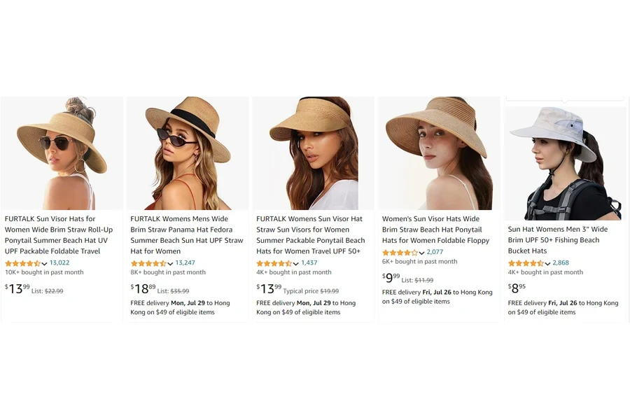 Top-selling straw hats in US