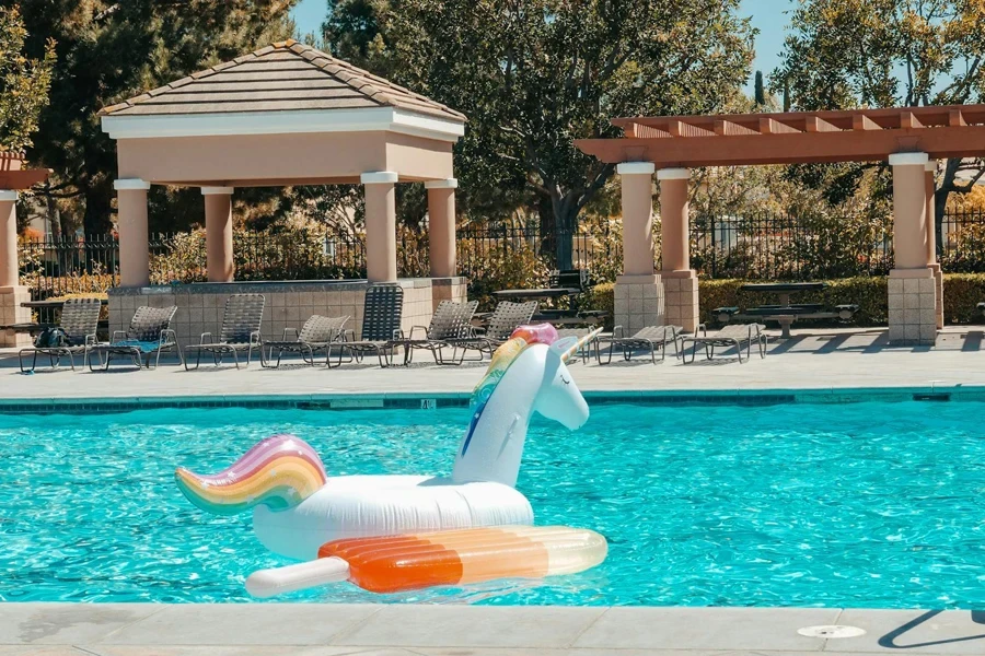 Two Inflatable Pool Floats on the Swimming Pool