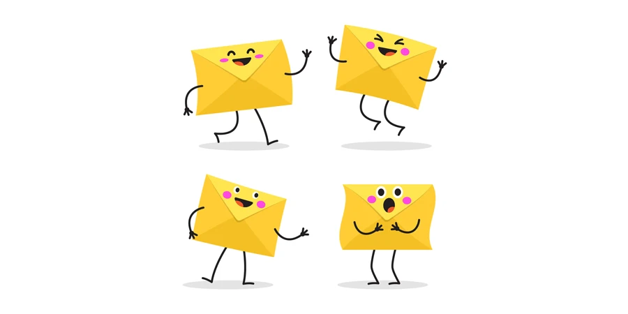 Vector set of cartoon character of envelopes