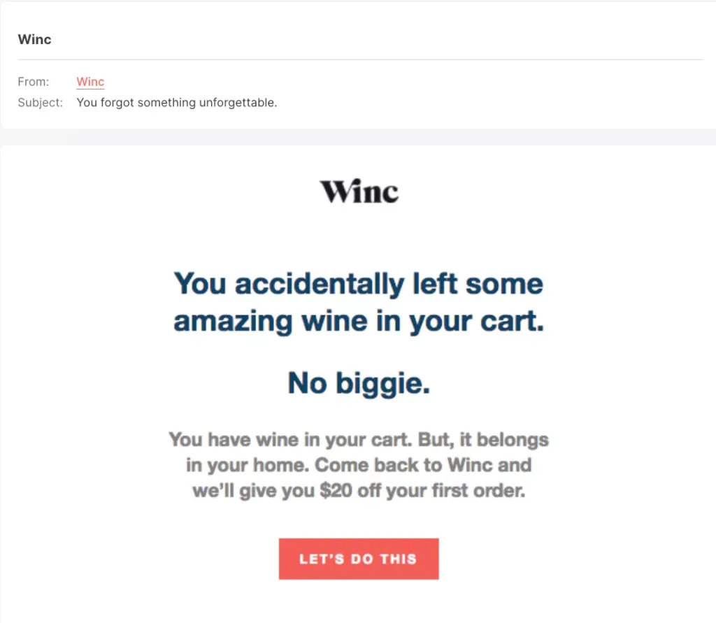 10 tips for effective email copywriting: example from Winc