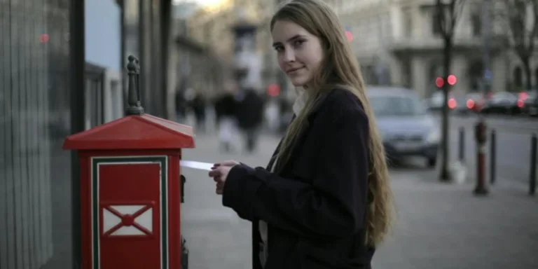 Woman Wearing Violet Coat While Standing Near Mailbox