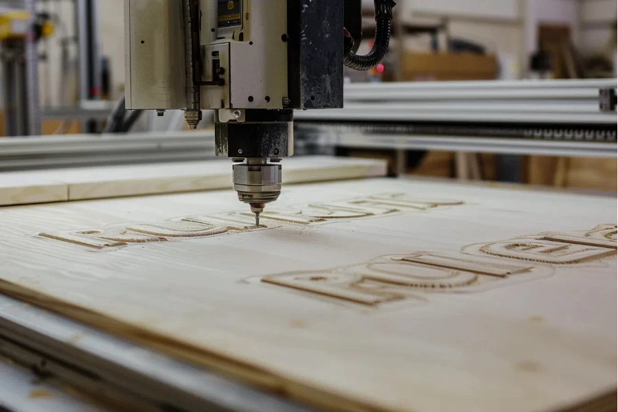a CNC machine is carving out three different shapes