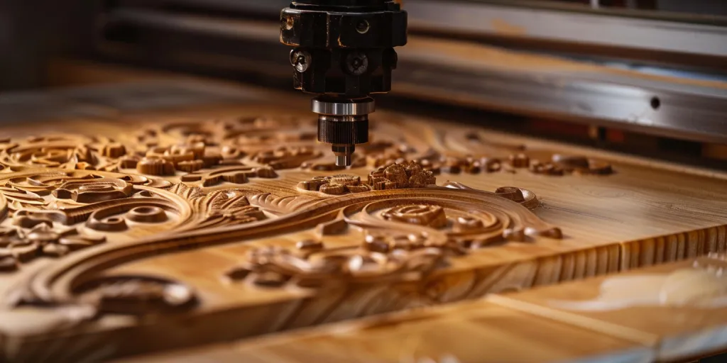 a CNC wood machine in action