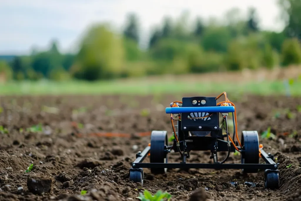 a black and orange battery powered garden tilling machine