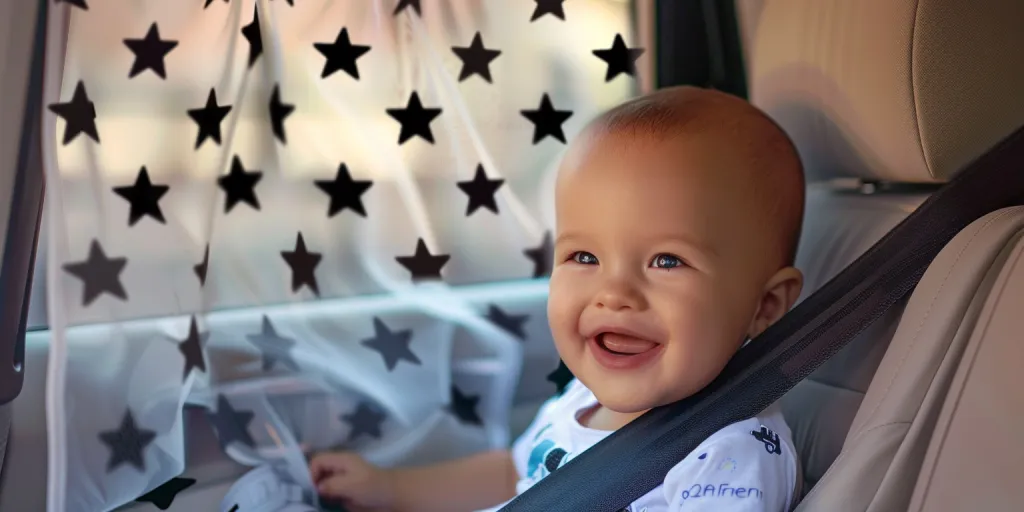 a car window sun shade with a black stars pattern design