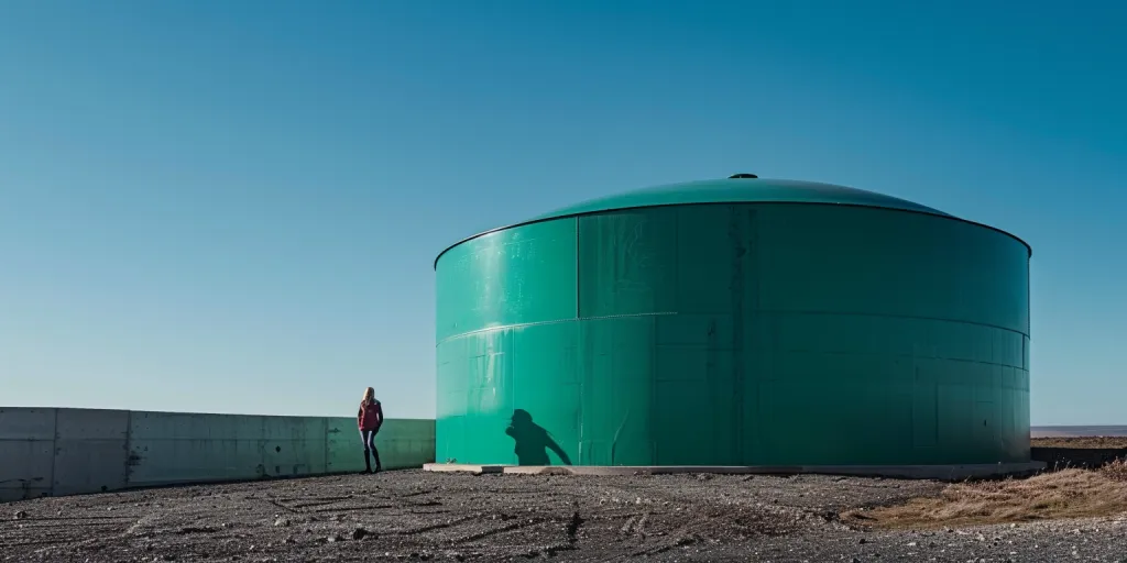 a large green plastic tank with its top open