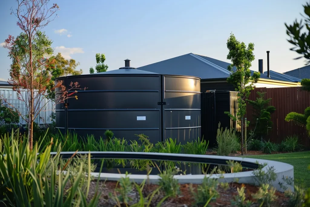 a large grey water tank with rounded edges