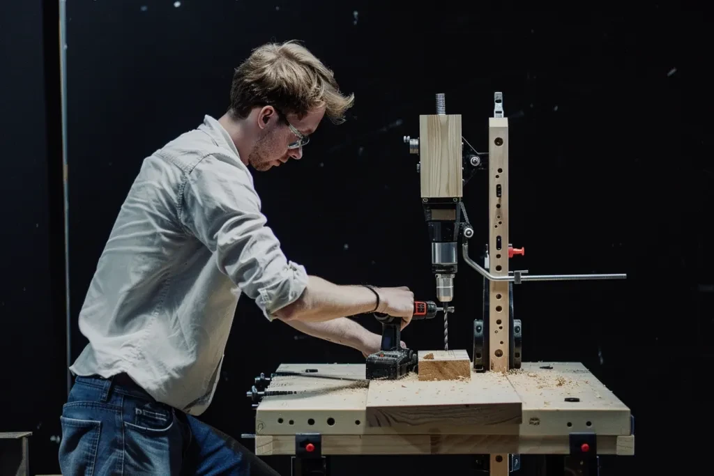 Un hombre que utiliza el banco de trabajo voladizo M Jisr