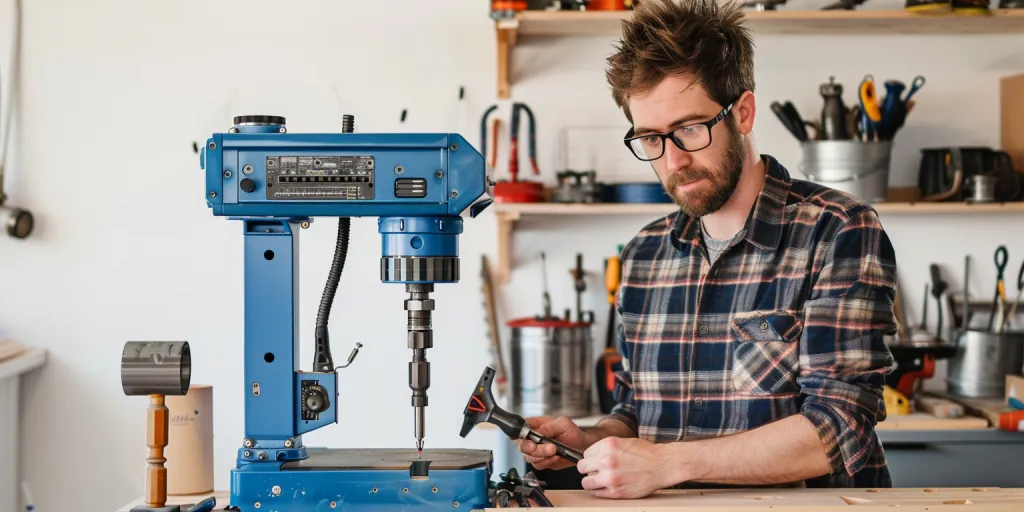 a man using the best drill press for home use