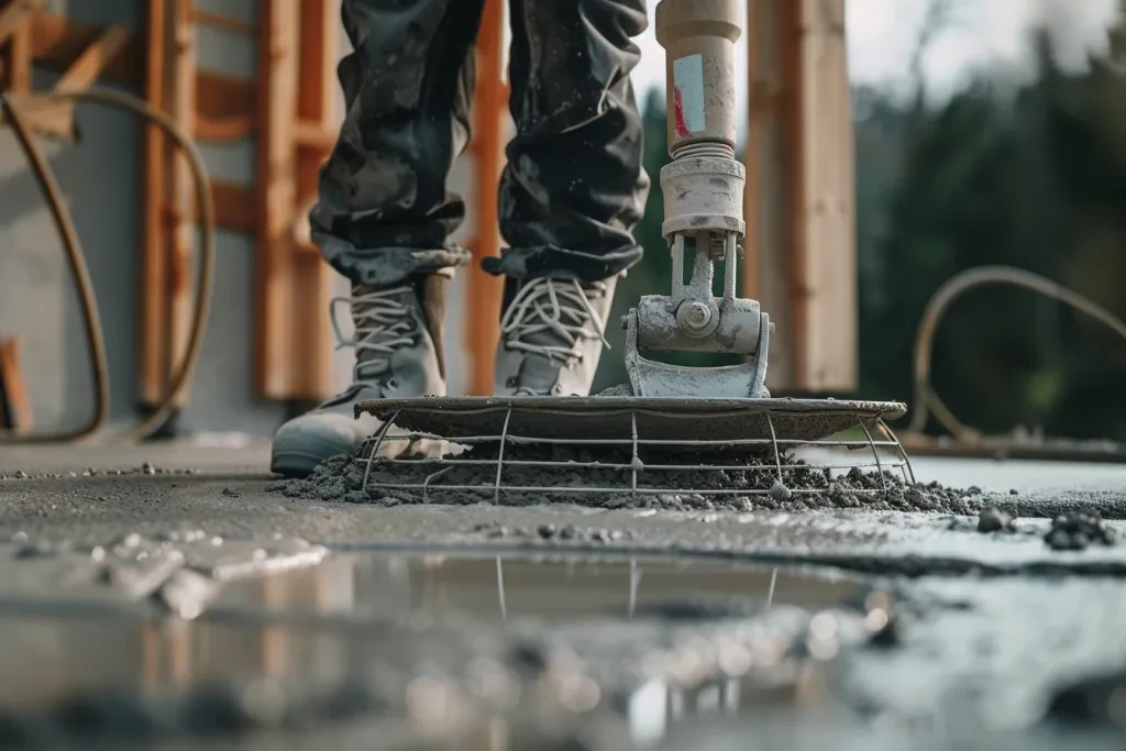 a power trowel machine is in action