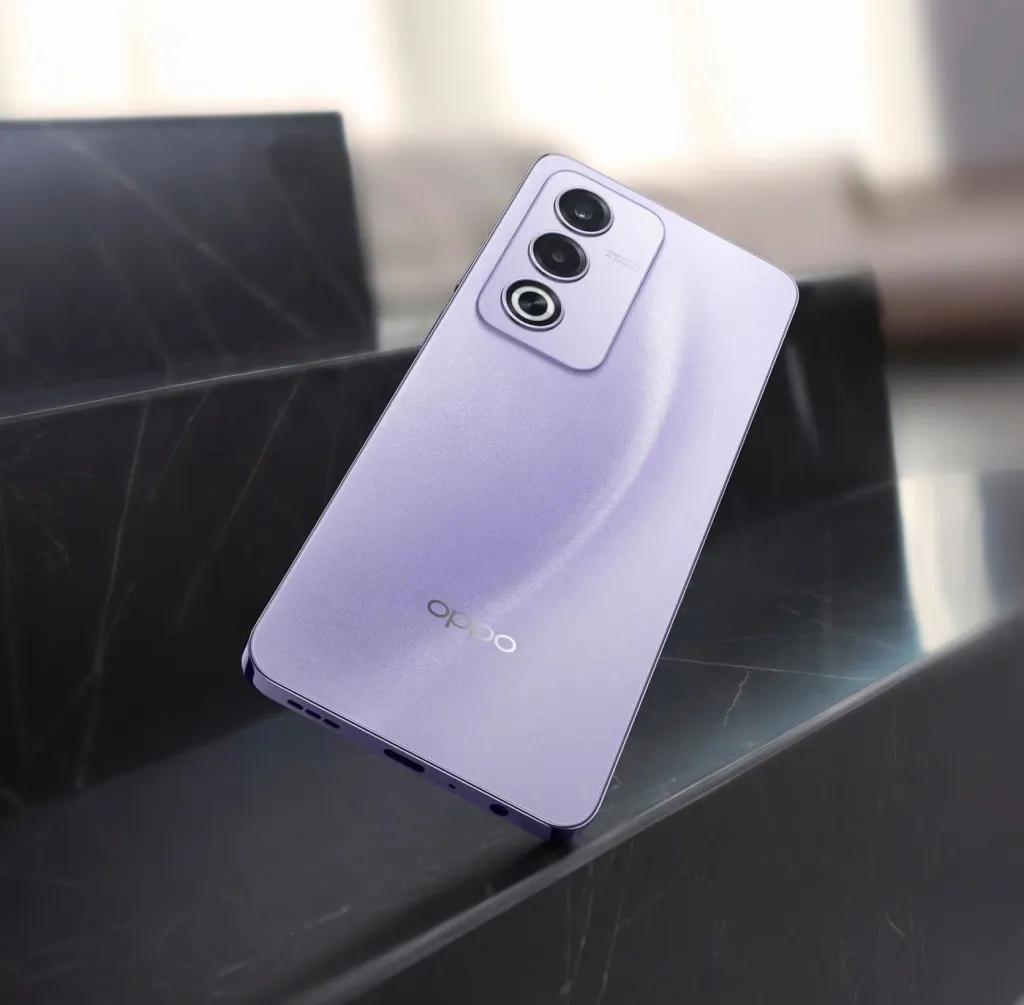 a purple phone with cameras