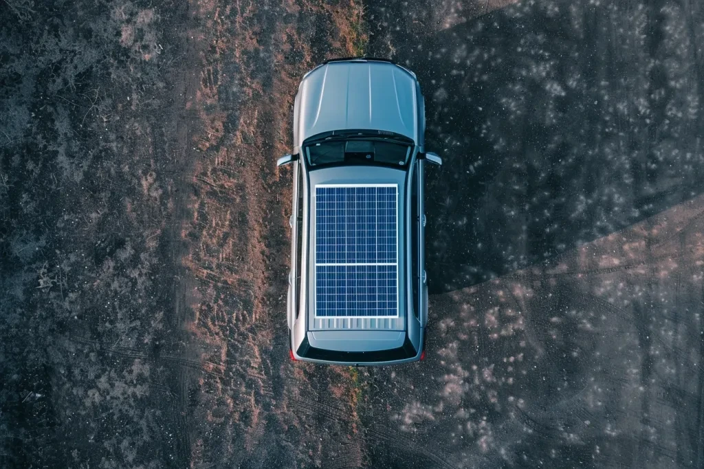 a solar panel mounted on the roof of an SUV car