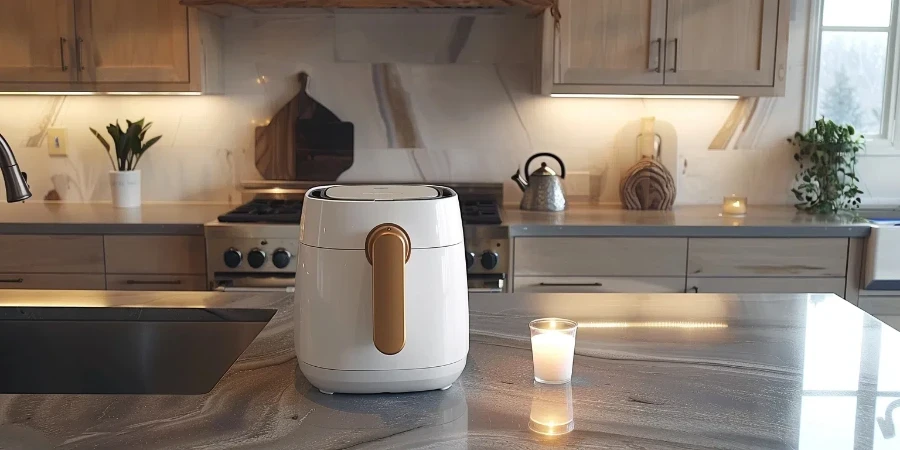 a white double air fryer