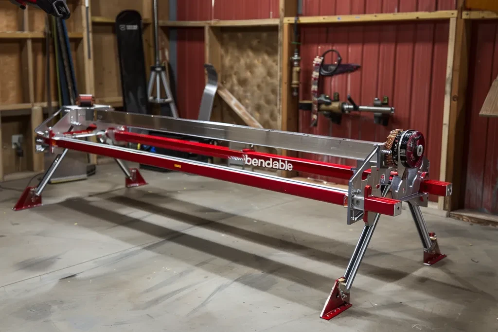 a red and silver metal frame for an electric bender