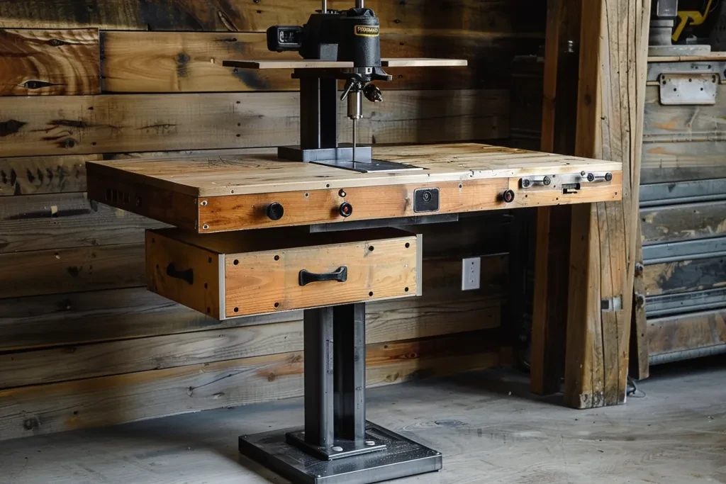 an electric drill press table