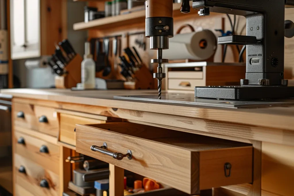 an elegant and functional table for holding the drill press machine